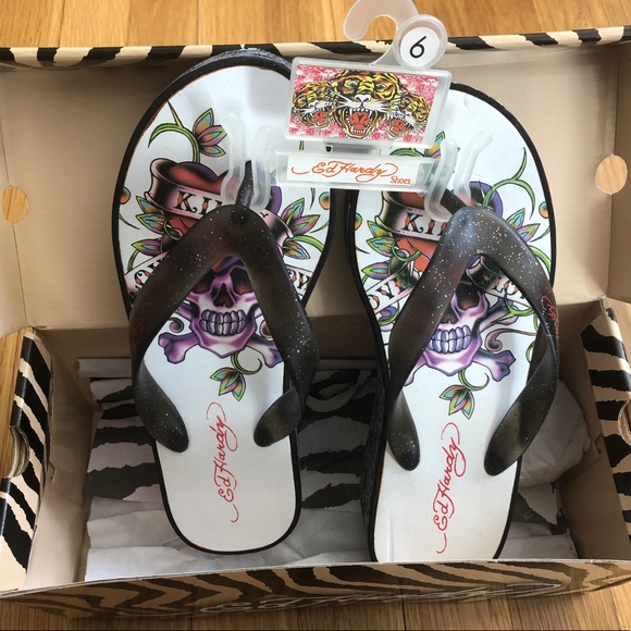 Ed Hardy Shoes - New With Tags Ed Hardy Flip Flops